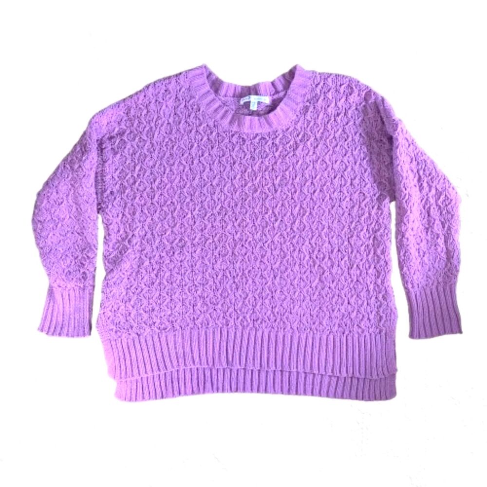 Seven7 Women’s Purple Textured Knit Sweater Large Crewneck